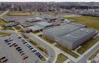 An aerial view of Marshfield High School in Marshfield, Wisconsin