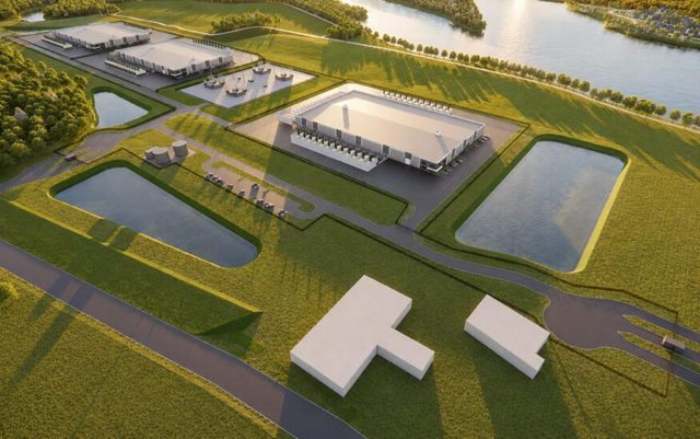 A rendering of the data center campus PNK Group intends to build in Wisconsin Rapids